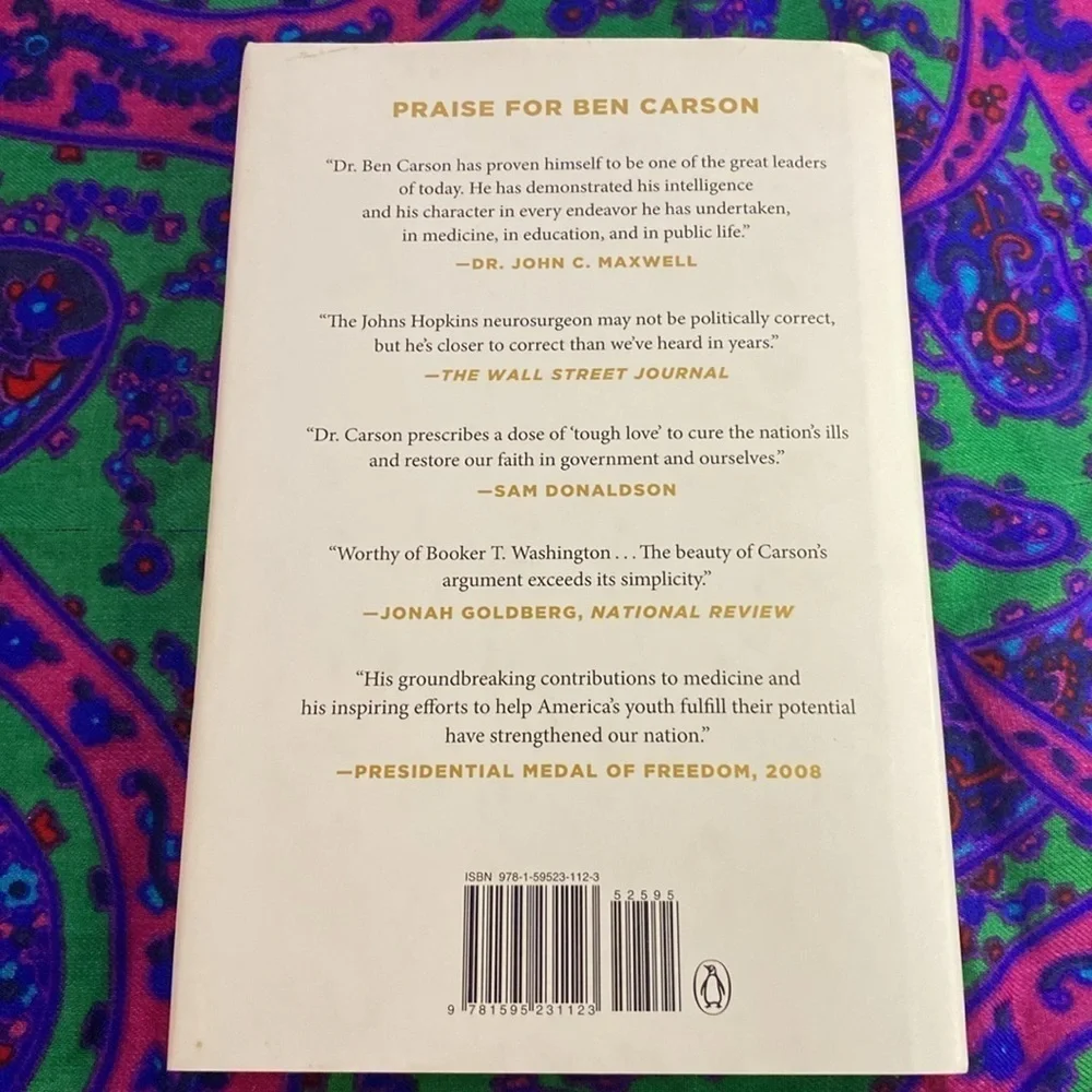 One Nation Ben Carson MD Candy Carson Hardcover 2014 Save Americas Future